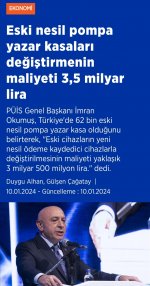 Eski nesil pompa yazar kasaları değiştirmenin maliyeti 3,5 milyar lira